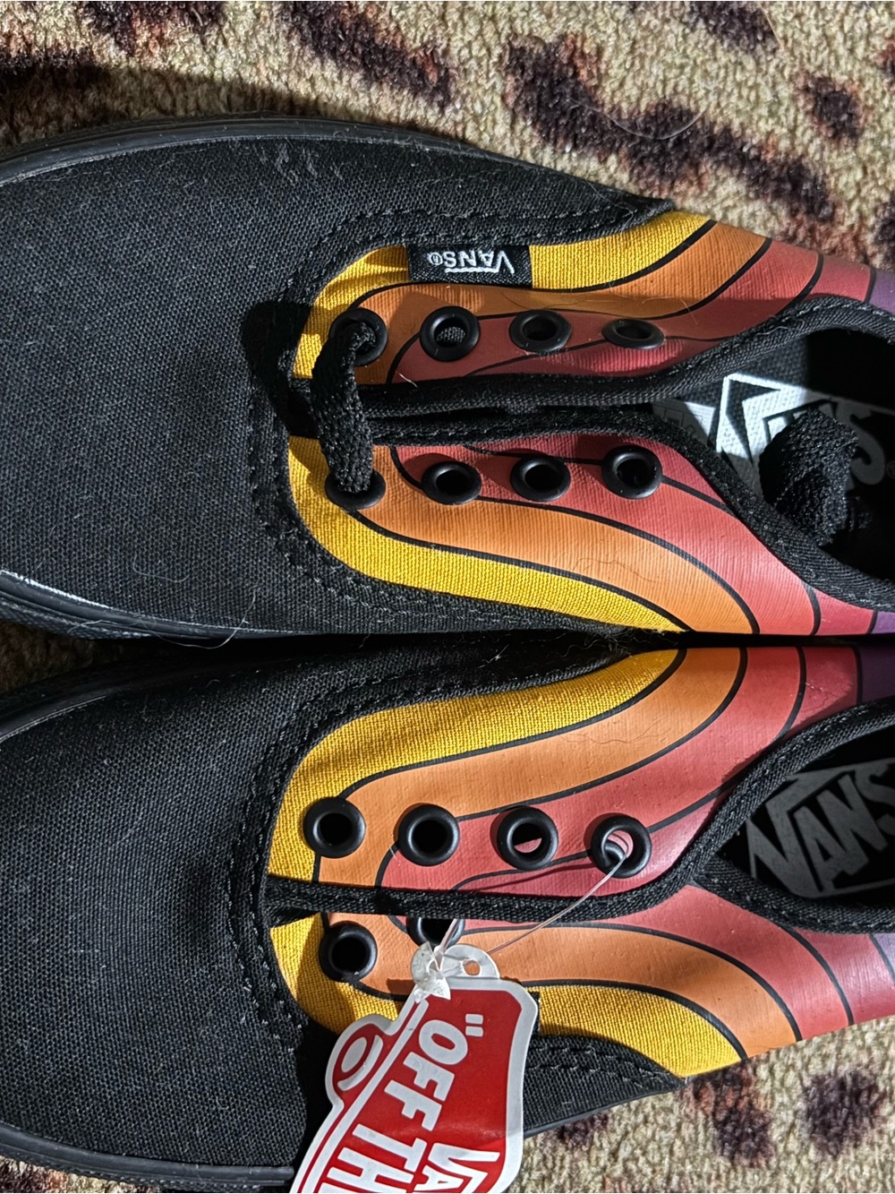 Vans Black Slip-On Trainer with Rainbow Wave Detail